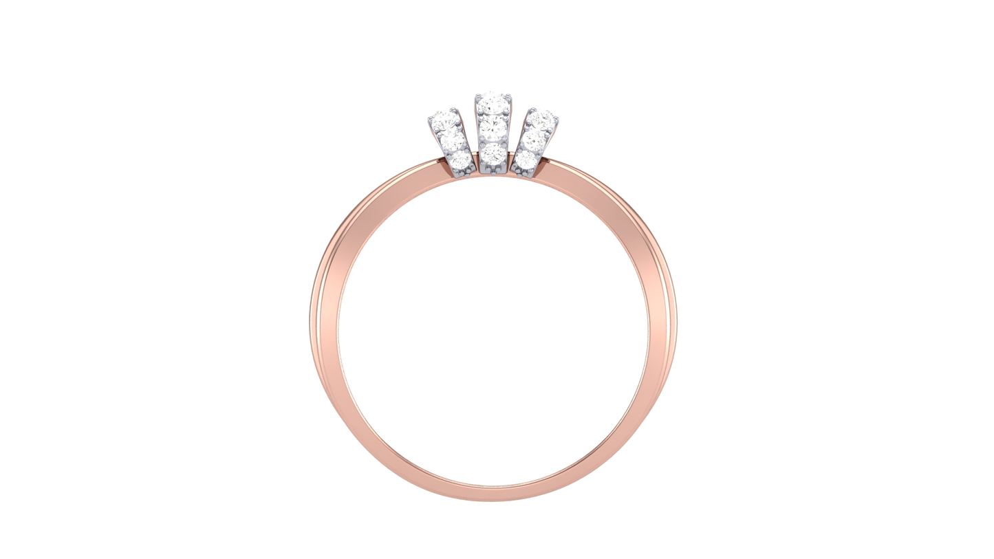 Eclat Mosaique Three Petal Rose Gold Ring - 0.24 Ct Round Diamonds Detailing