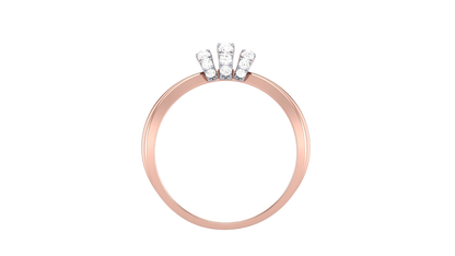 Eclat Mosaique Three Petal Rose Gold Ring - 0.24 Ct Round Diamonds Detailing