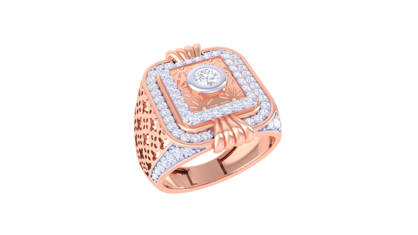 Iconique Carreau Signature – 1.11 Ct Round Diamond Gold Ring