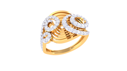 Lumiere Swirl Élan Diamond Ring in Rose Gold – 0.37 Ct Round Cut Diamonds Pave