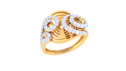 Lumiere Swirl Élan Diamond Ring in Rose Gold – 0.37 Ct Round Cut Diamonds Pave