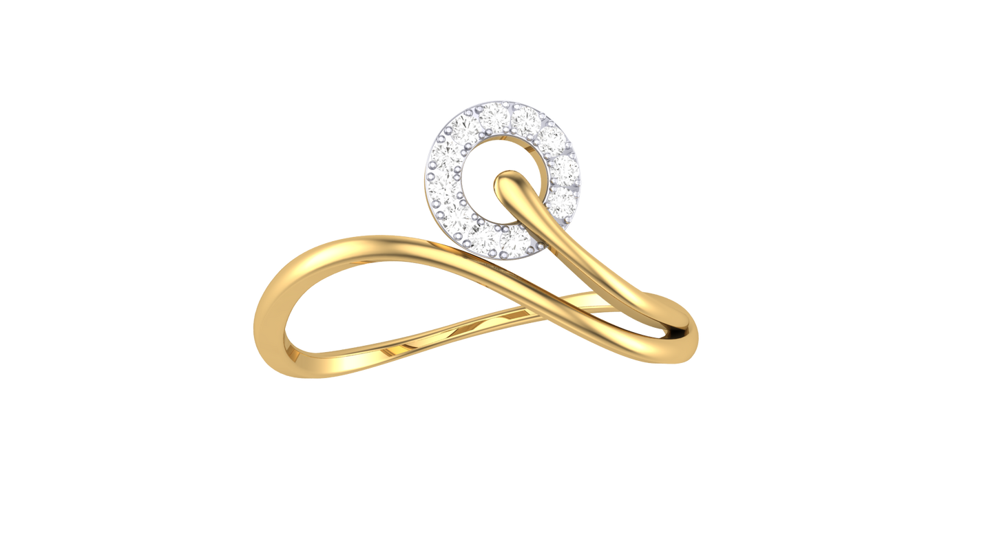 Lumiere Orbit Halo Gold Ring - 0.07 Ct Round Diamond Accents