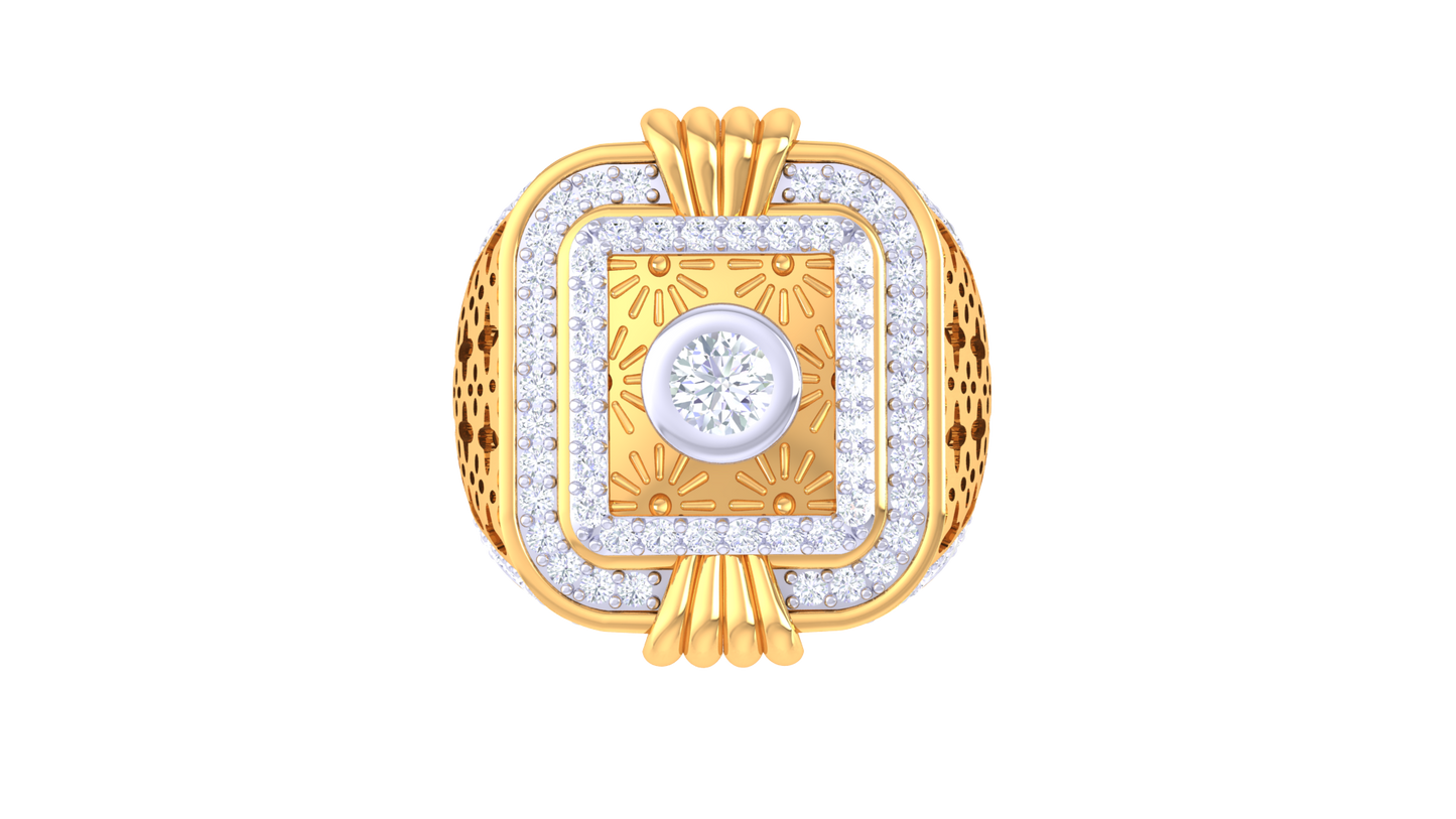 Iconique Carreau Signature – 1.11 Ct Round Diamond Gold Ring