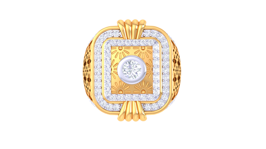 Iconique Carreau Signature – 1.11 Ct Round Diamond Gold Ring