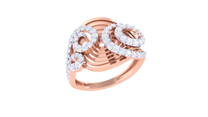 Lumiere Swirl Élan Diamond Ring in Rose Gold – 0.37 Ct Round Cut Diamonds Pave