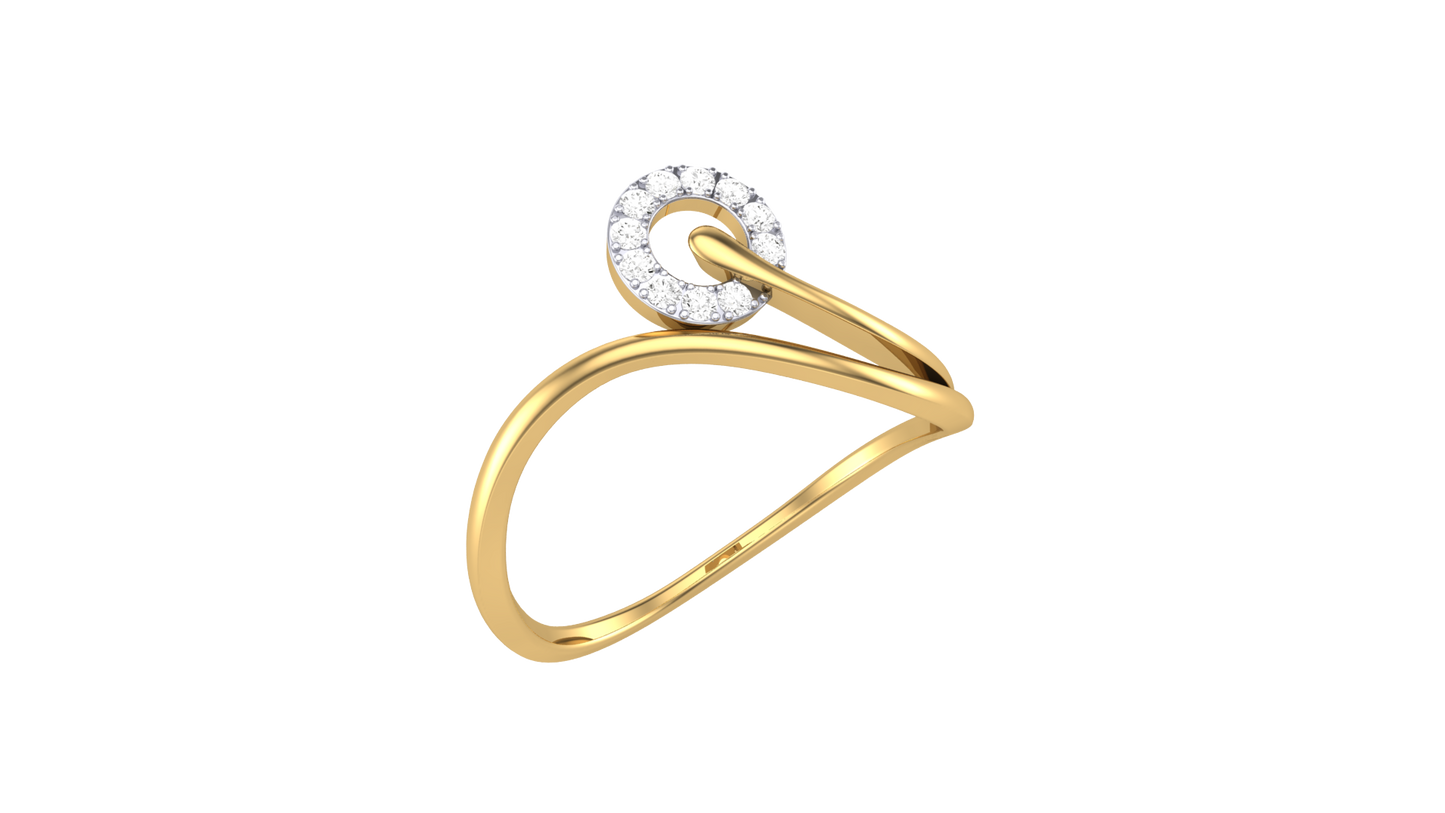 Lumiere Orbit Halo Gold Ring - 0.07 Ct Round Diamond Accents