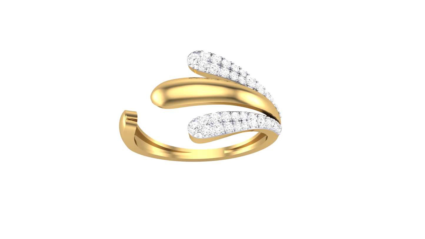 Lumiere Organic Swiral Open Gold Ring - 0.26 Ct Round Diamond Accents