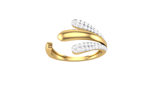 Lumiere Organic Swiral Open Gold Ring - 0.26 Ct Round Diamond Accents