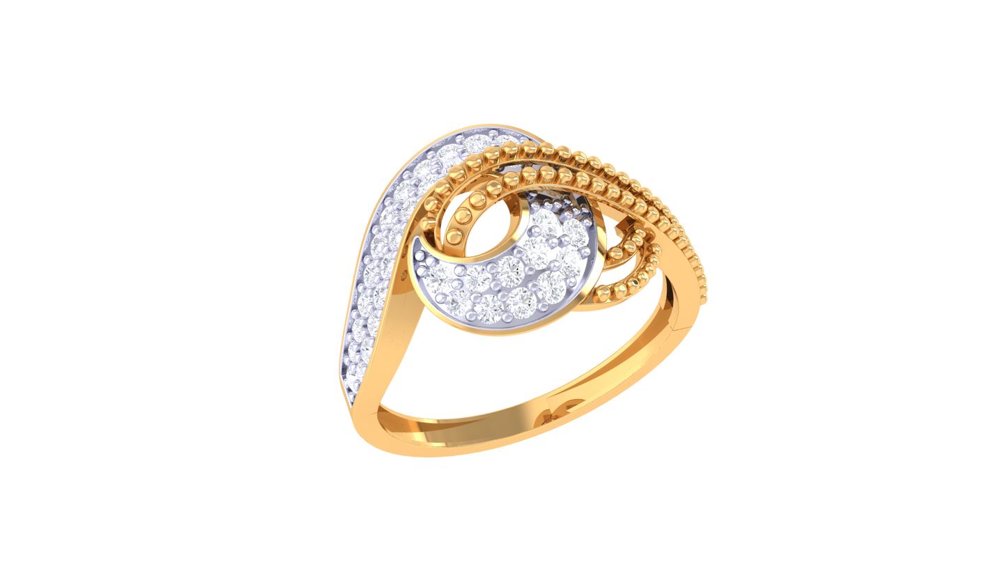 Lumiere Ornate Swirl Ring With 0.17 Ct Round Cut Diamonds In Rose Gold - Vintage Texture With a Modern Twist