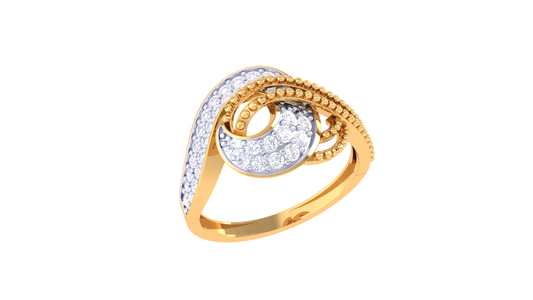 Lumiere Ornate Swirl Ring With 0.17 Ct Round Cut Diamonds In Rose Gold - Vintage Texture With a Modern Twist