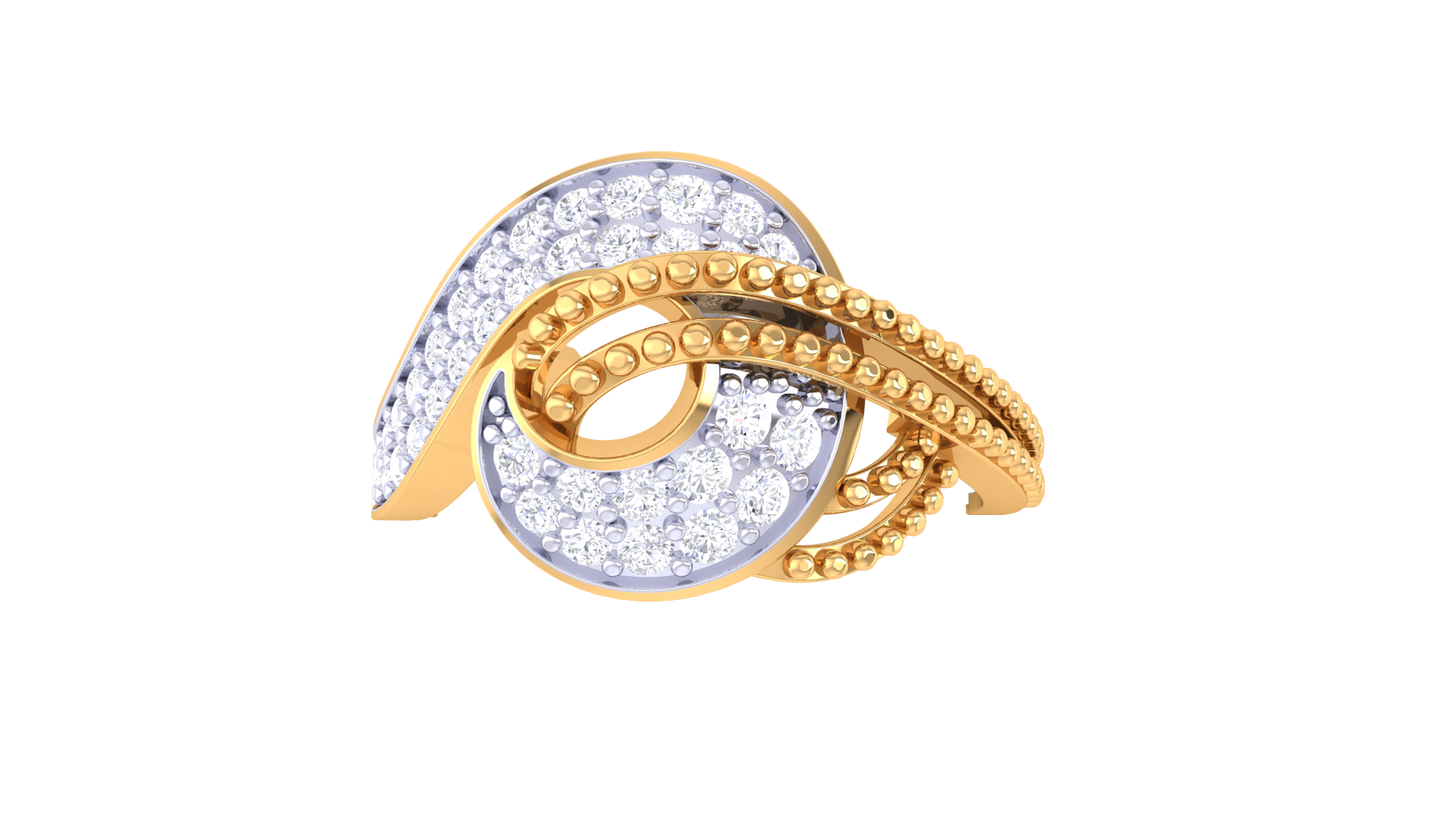 Lumiere Ornate Swirl Ring With 0.17 Ct Round Cut Diamonds In Rose Gold - Vintage Texture With a Modern Twist