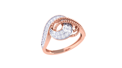 Lumiere Ornate Swirl Ring With 0.17 Ct Round Cut Diamonds In Rose Gold - Vintage Texture With a Modern Twist