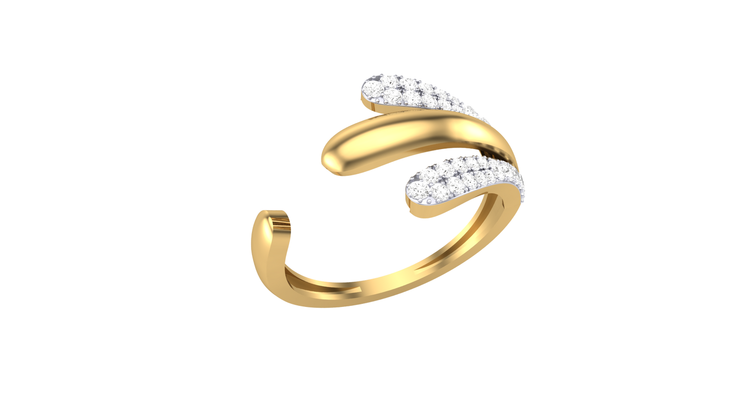 Lumiere Organic Swiral Open Gold Ring - 0.26 Ct Round Diamond Accents