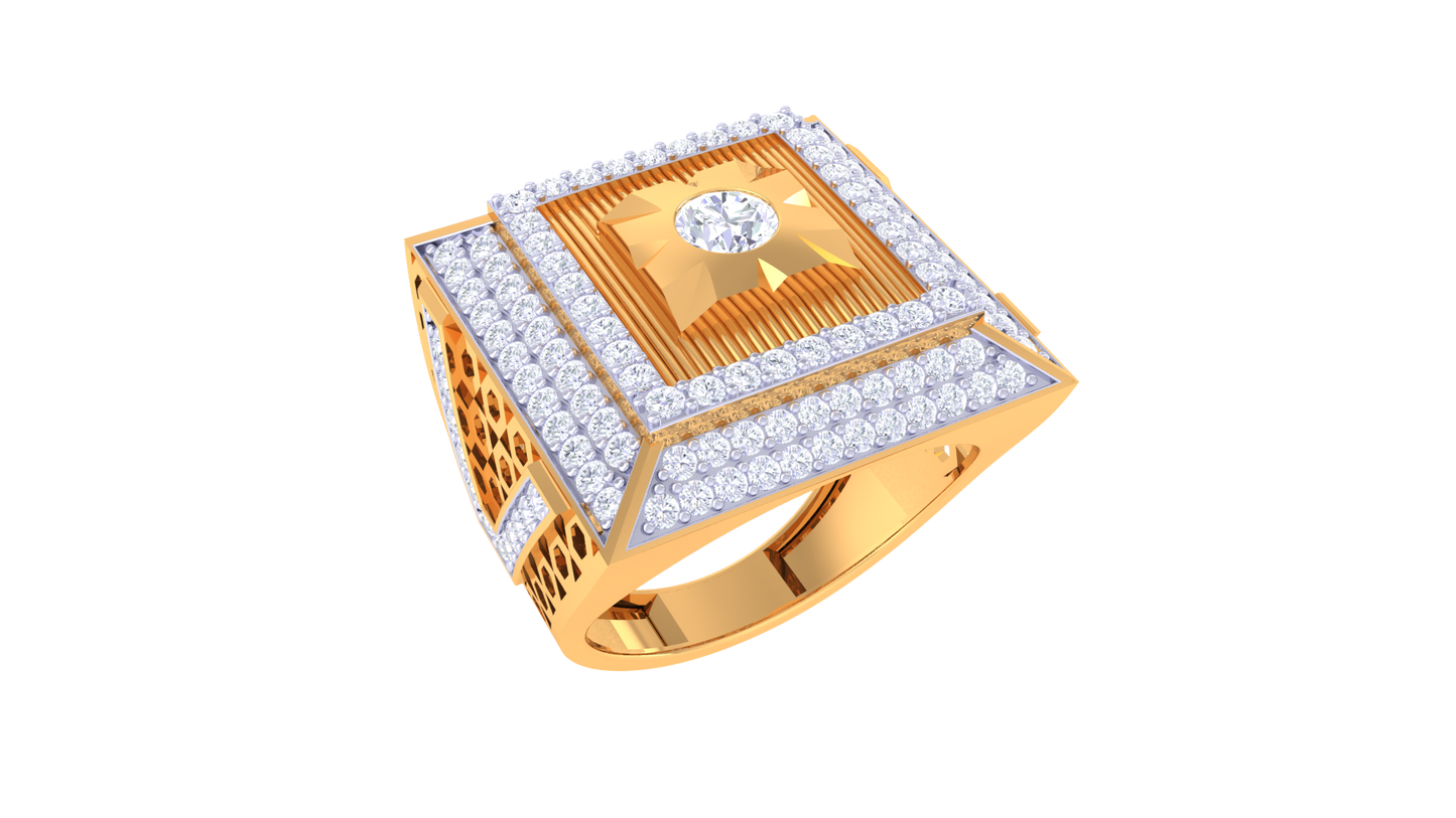 Iconique Carré Radiance – 1.82 Ct Round Diamond Gold Ring