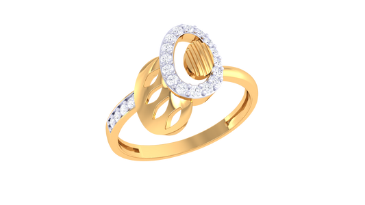 Lumiere Oval Bloom Golden Ring – 0.33 Ct Round Cut Diamonds