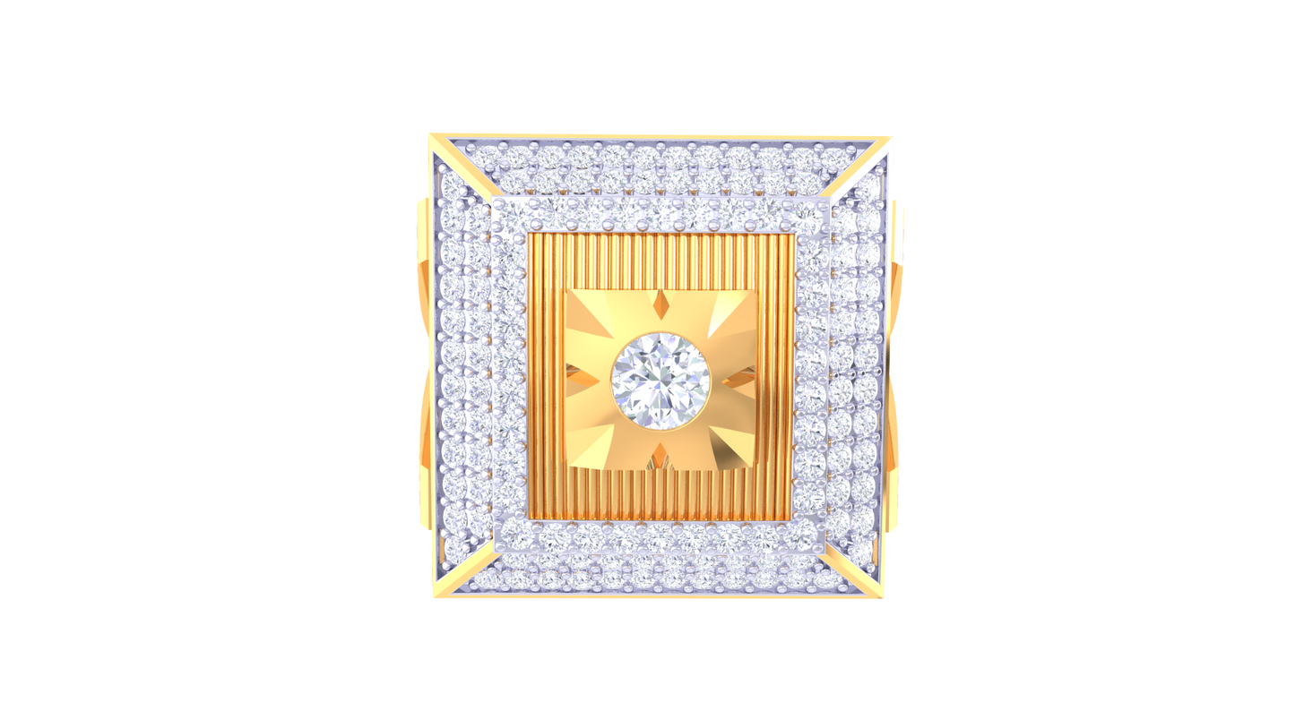 Iconique Carré Radiance – 1.82 Ct Round Diamond Gold Ring