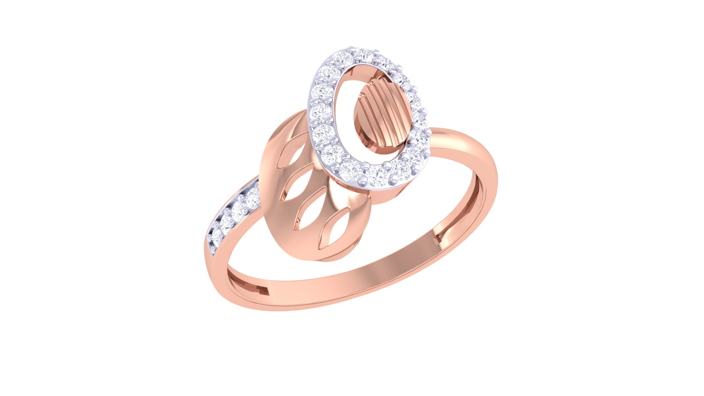 Lumiere Oval Bloom Golden Ring – 0.33 Ct Round Cut Diamonds