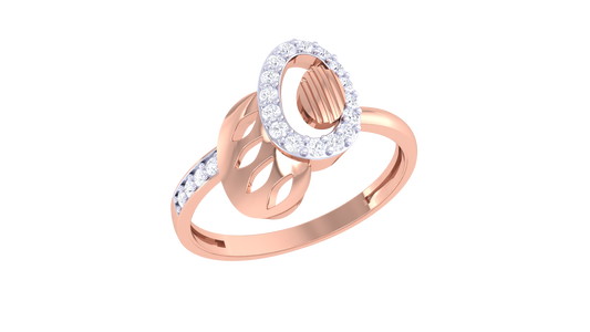 Lumiere Oval Bloom Golden Ring – 0.33 Ct Round Cut Diamonds