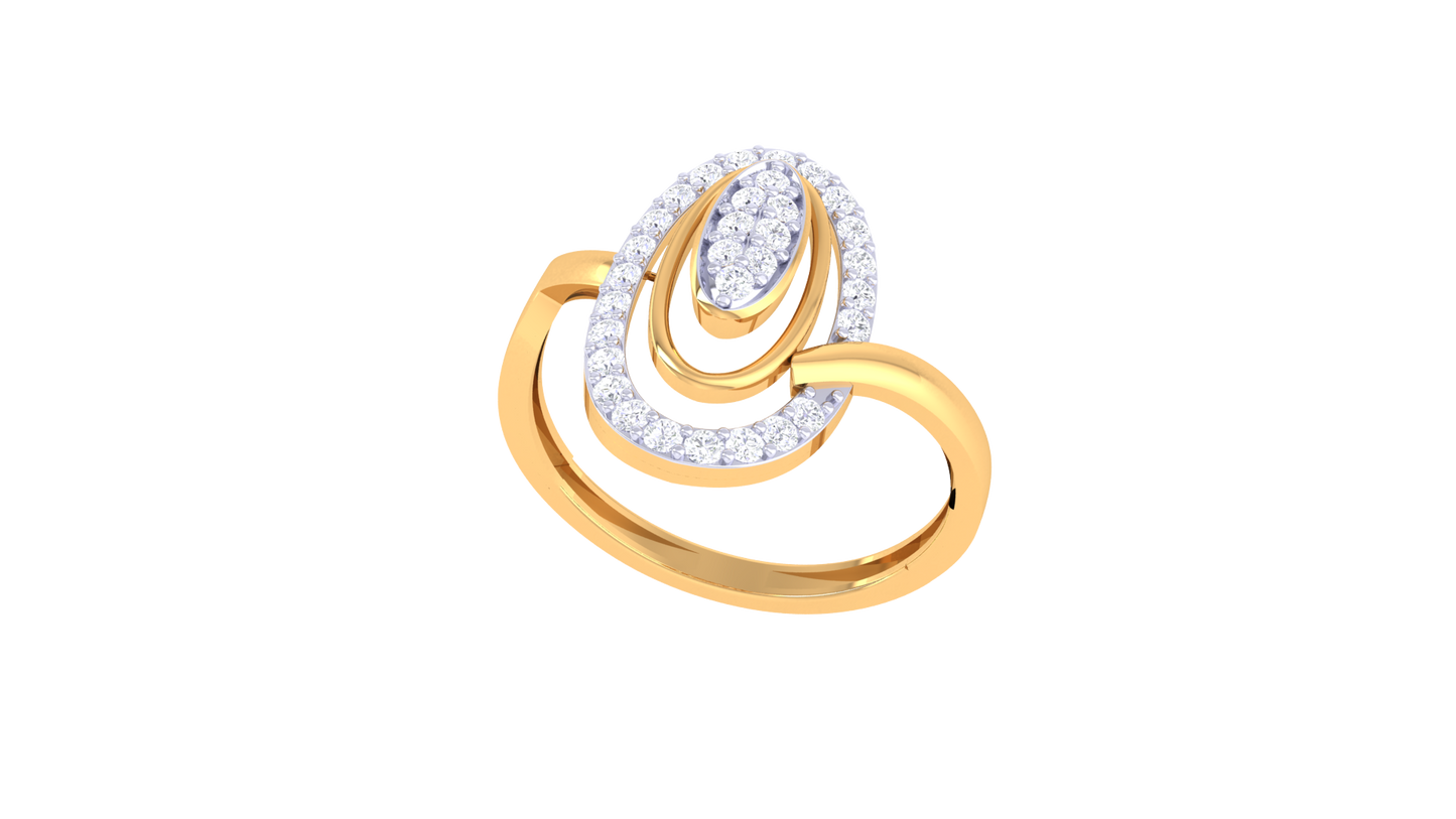 Lumiere Oval Orbit Gold Ring – 0.25 Ct Round Diamond