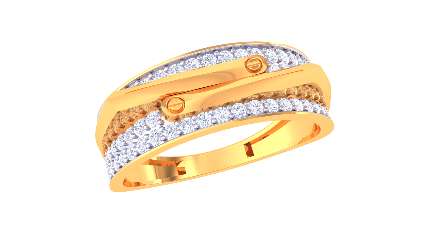 Lumière Aurora Band – 0.53 Ct Round Diamond Gold Ring