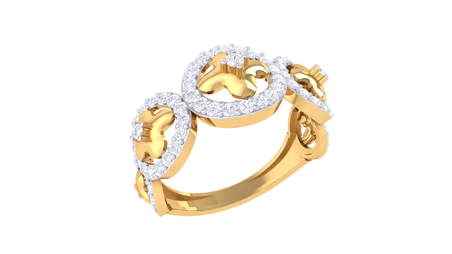 Lumiere Ornate Bloom Ring In Gold – 0.47 Ct Diamonds With Vintage Halo Elegance