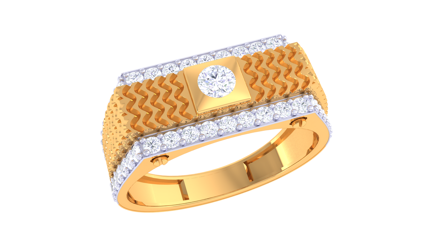 Éclat Ondulée Signature – 0.56 Ct Round Diamond Gold Ring
