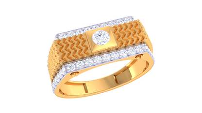 Éclat Ondulée Signature – 0.56 Ct Round Diamond Gold Ring