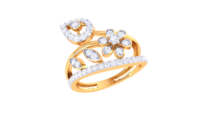 Eclat Floral Symphony Ring In Gold – 0.42 Ct Brilliant Cut Diamonds