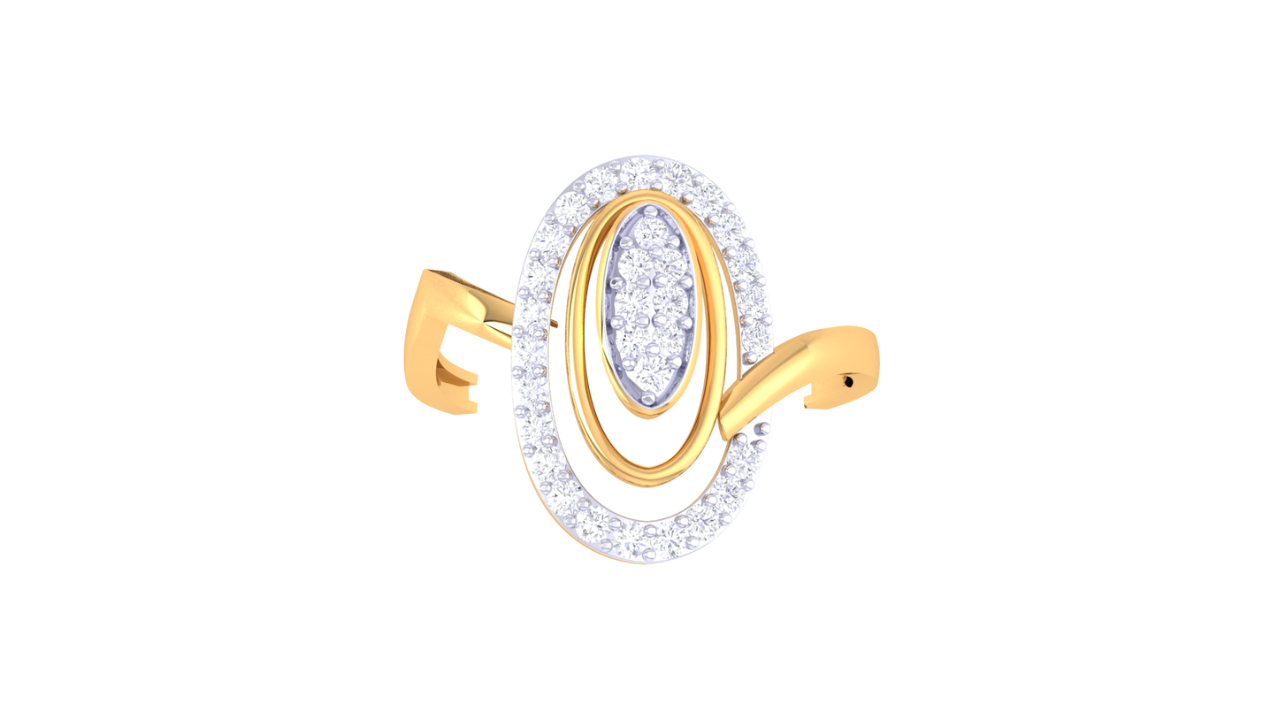 Lumiere Oval Orbit Gold Ring – 0.25 Ct Round Diamond