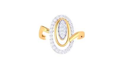 Lumiere Oval Orbit Gold Ring – 0.25 Ct Round Diamond