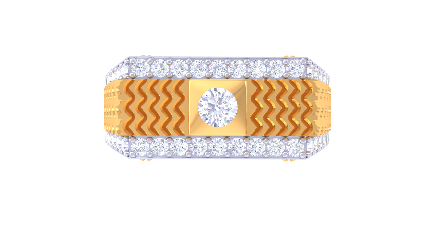 Éclat Ondulée Signature – 0.56 Ct Round Diamond Gold Ring