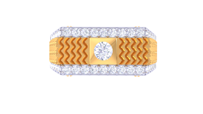 Éclat Ondulée Signature – 0.56 Ct Round Diamond Gold Ring