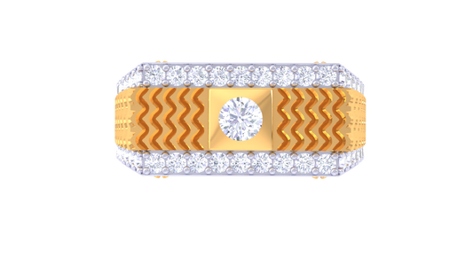Éclat Ondulée Signature – 0.56 Ct Round Diamond Gold Ring