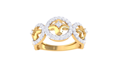 Lumiere Ornate Bloom Ring In Gold – 0.47 Ct Diamonds With Vintage Halo Elegance
