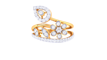 Eclat Floral Symphony Ring In Gold – 0.42 Ct Brilliant Cut Diamonds
