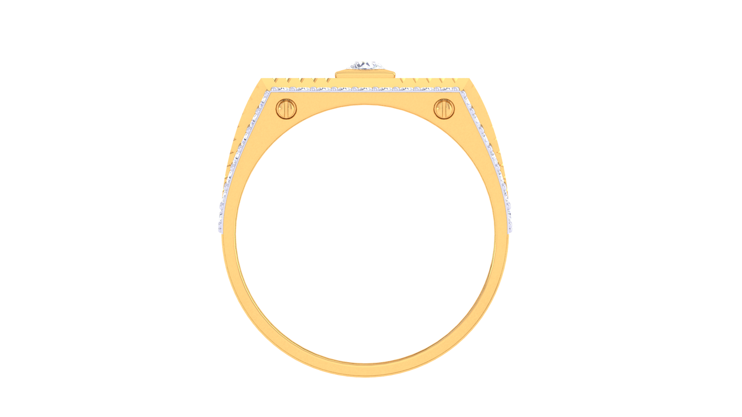Éclat Ondulée Signature – 0.56 Ct Round Diamond Gold Ring