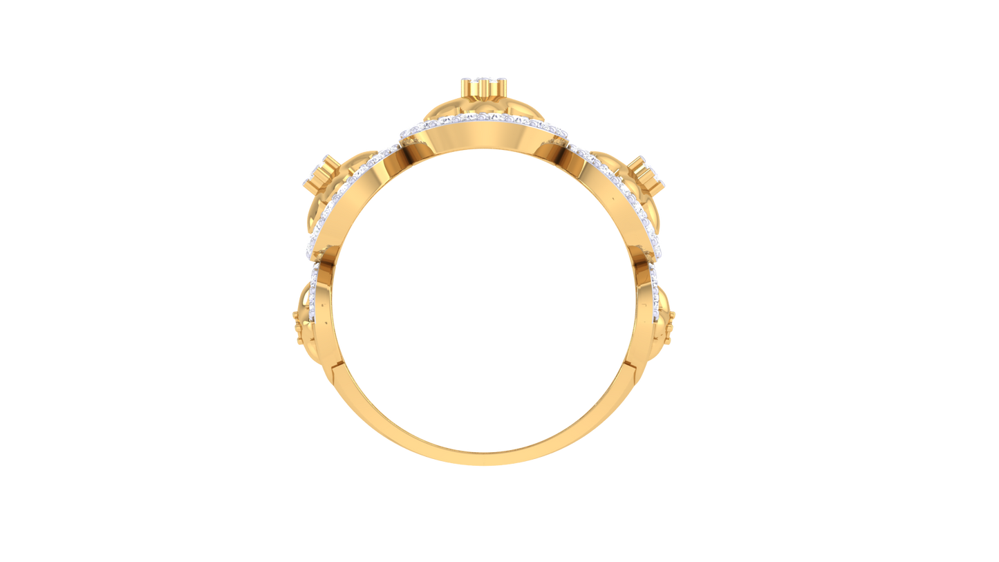 Lumiere Ornate Bloom Ring In Gold – 0.47 Ct Diamonds With Vintage Halo Elegance