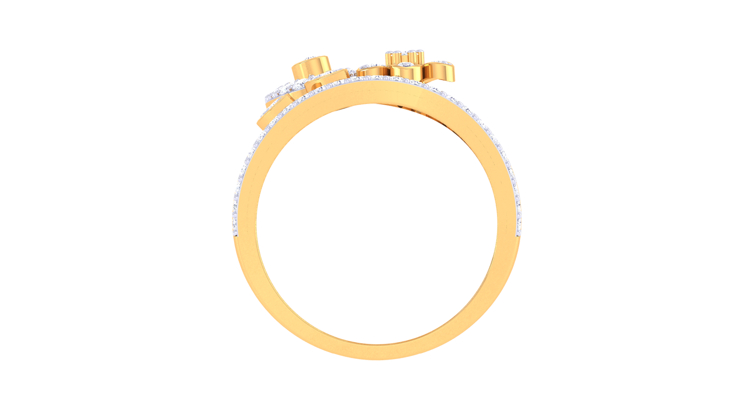 Eclat Floral Symphony Ring In Gold – 0.42 Ct Brilliant Cut Diamonds