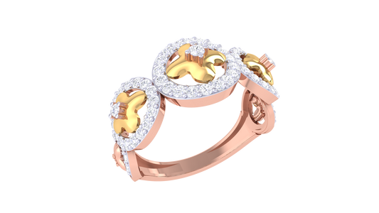 Lumiere Ornate Bloom Ring In Gold – 0.47 Ct Diamonds With Vintage Halo Elegance