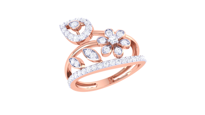Eclat Floral Symphony Ring In Gold – 0.42 Ct Brilliant Cut Diamonds