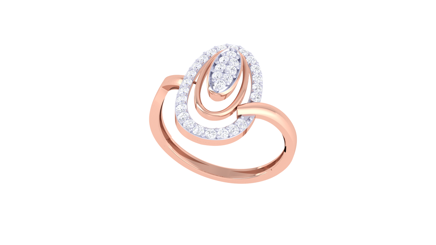 Lumiere Oval Orbit Gold Ring – 0.25 Ct Round Diamond