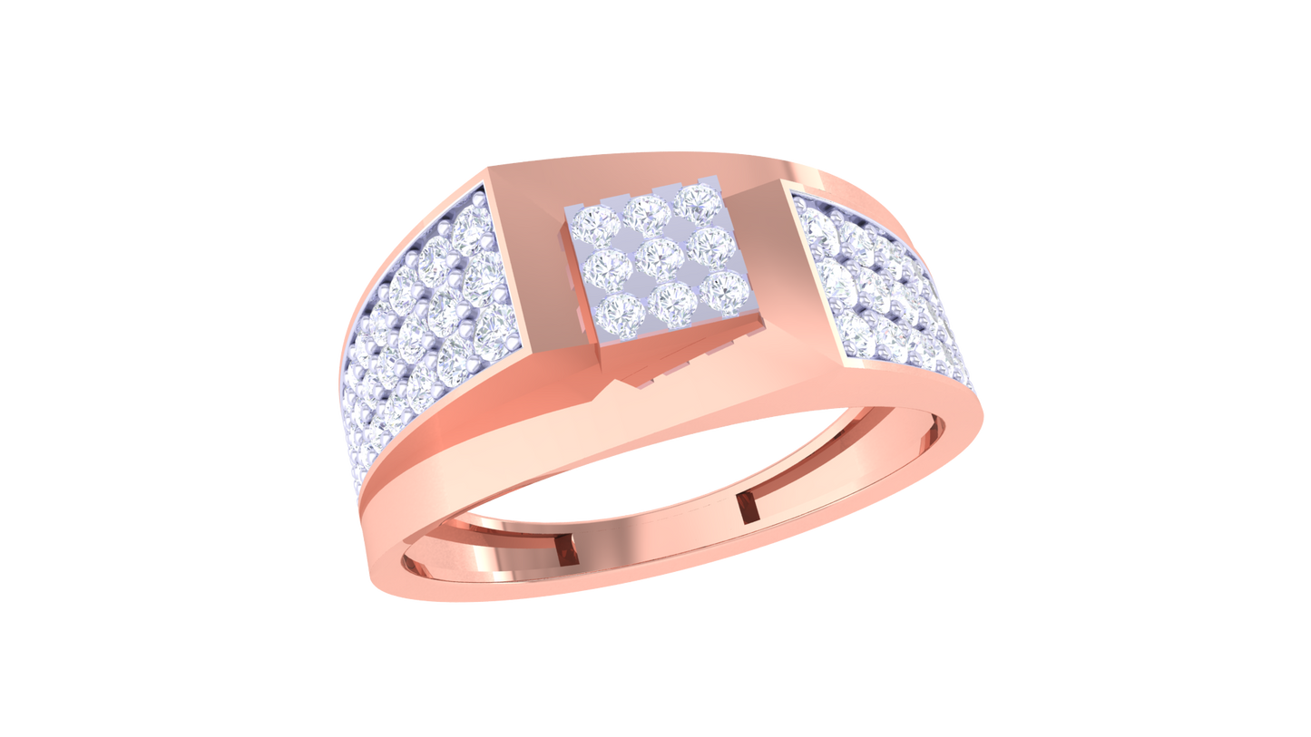 Iconique Classic – 0.9 Ct Princess & Round Diamonds Gold Ring