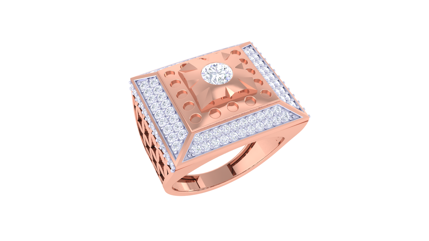 Iconique Geometric Carré Éclatant – 1.18 Ct Round Diamond Gold Ring