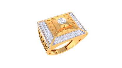 Iconique Geometric Carré Éclatant – 1.18 Ct Round Diamond Gold Ring