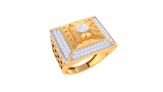 Iconique Geometric Carré Éclatant – 1.18 Ct Round Diamond Gold Ring