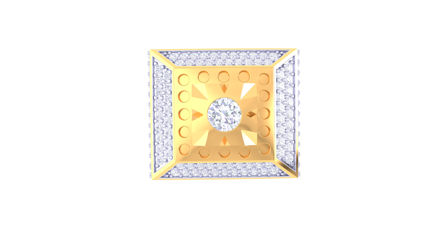 Iconique Geometric Carré Éclatant – 1.18 Ct Round Diamond Gold Ring