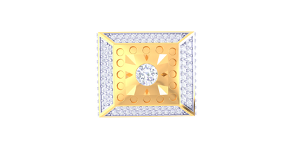 Iconique Geometric Carré Éclatant – 1.18 Ct Round Diamond Gold Ring