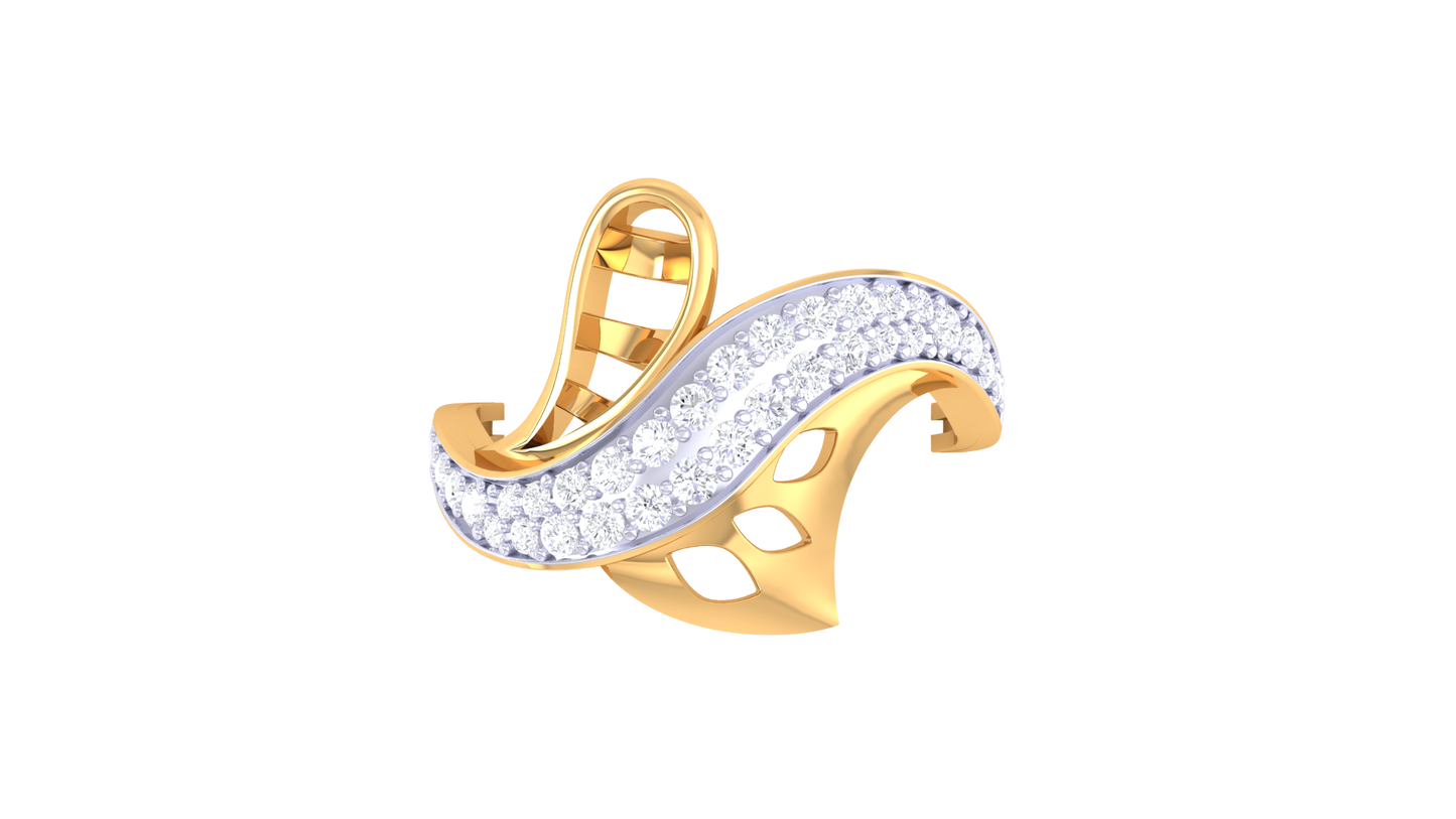 Lumiere Waveleaf Ring In Gold – 0.32 Ct Brilliant Round Cut Diamonds With Timeless Charm
