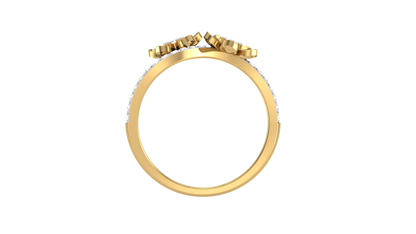 Eclat Vintage Duet Flora Gold Ring - 0.33 Ct Round Diamond Accents