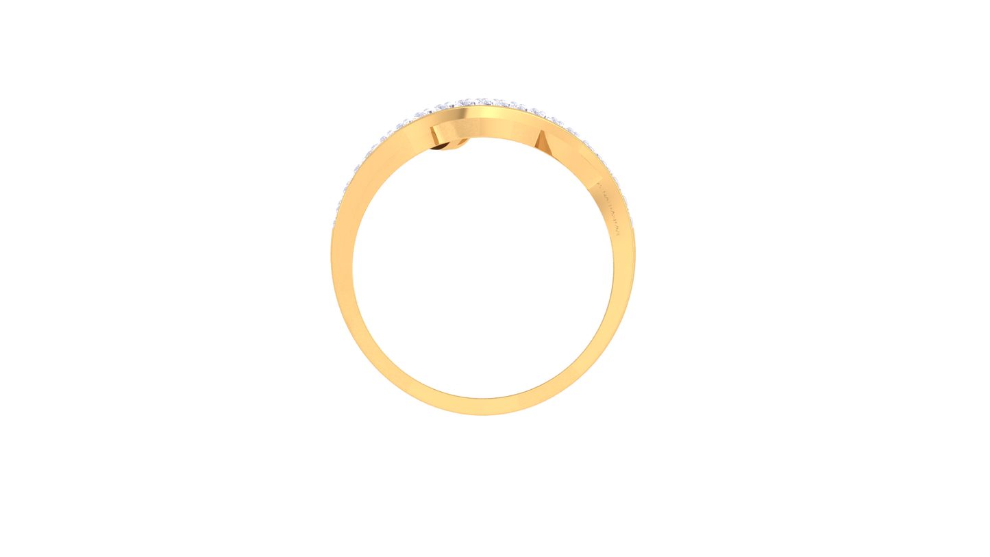 Lumiere Waveleaf Ring In Gold – 0.32 Ct Brilliant Round Cut Diamonds With Timeless Charm